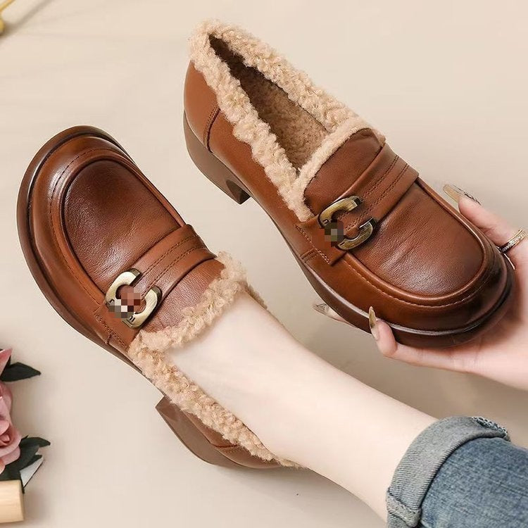 Gefütterte Mary-Jane-Schuhe mit Blockabsatz