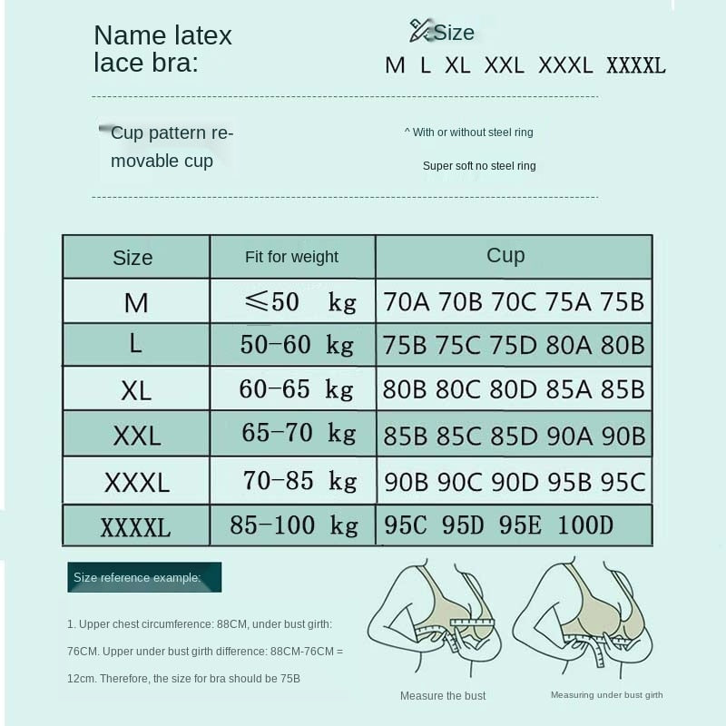 Nahtloser BH mit Spitze und Polstern, Größen M–4XL