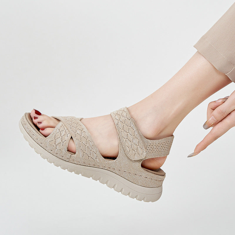 Sportliche Damen-Sandalen mit Klettverschluss und dicker PU-Sohle
