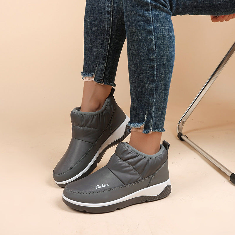 Kurze Damen-Winterstiefel mit warmem Baumwollfutter