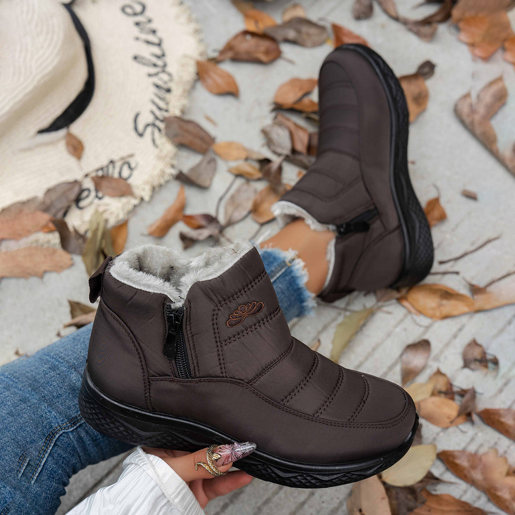 Warme gefütterte Stiefel mit Blumenmuster