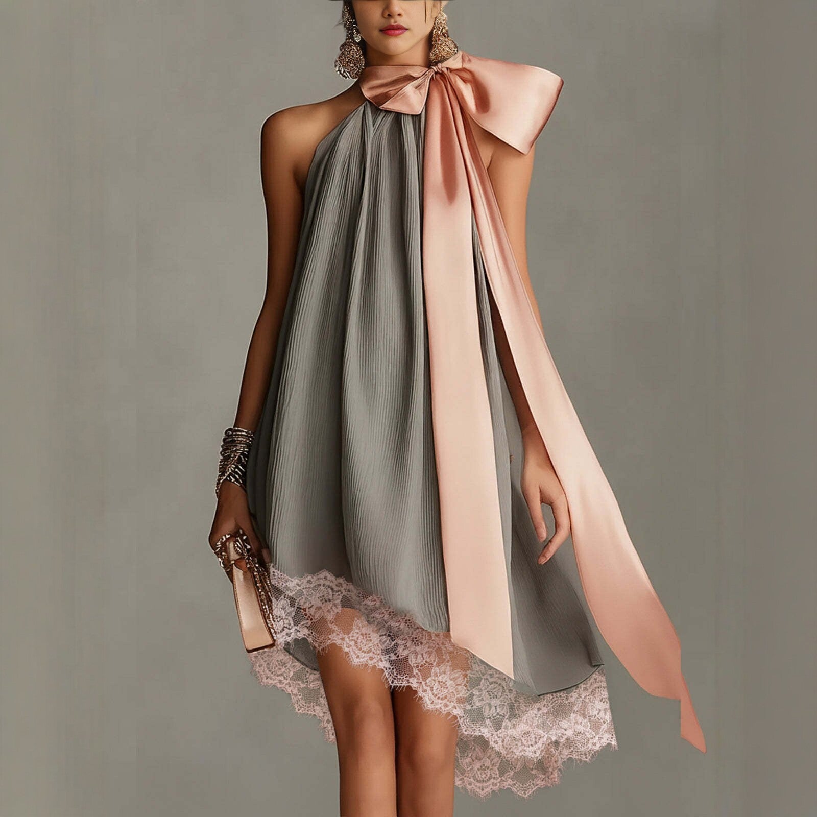 Langes, figurbetontes und schlankmachendes Damen-Maxikleid mit Muster und ohne Träger – ideal für den Urlaub