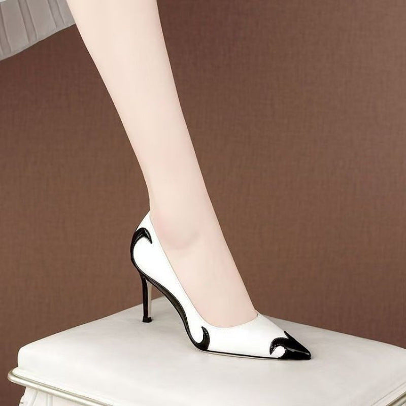 Zweifarbige spitze High-Heel-Pumps für Damen