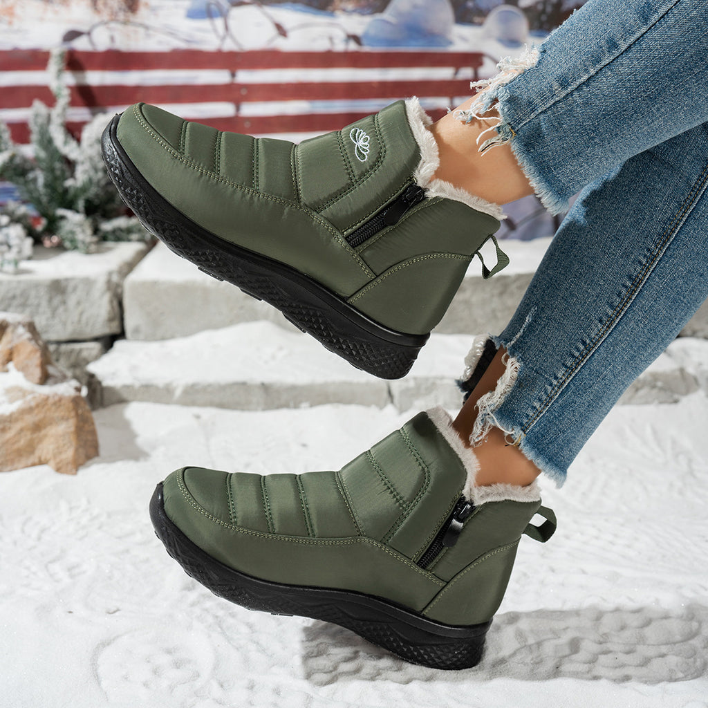 Warme gefütterte Stiefel mit Blumenmuster