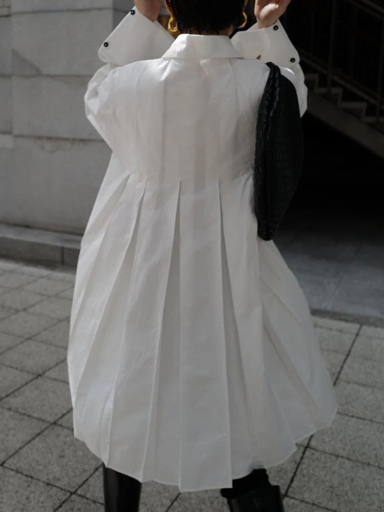 Baumwoll-Hemdblusenkleid mit Reverskragen, Knopfleiste und Seitenschlitz