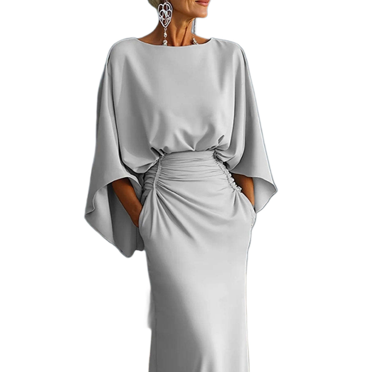Elegantes, langes Plisseekleid mit offenem Rücken für Damen