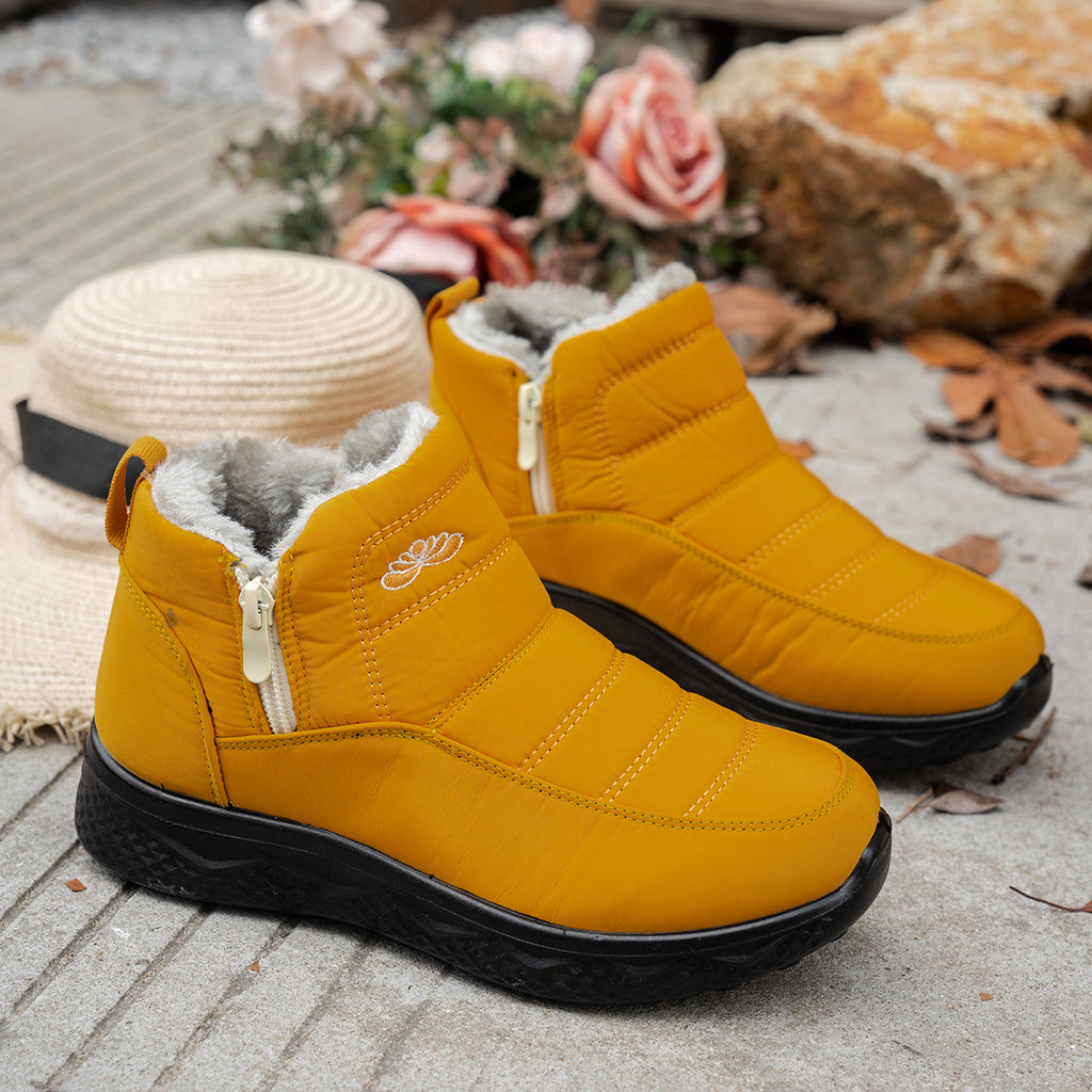 Warme gefütterte Stiefel mit Blumenmuster