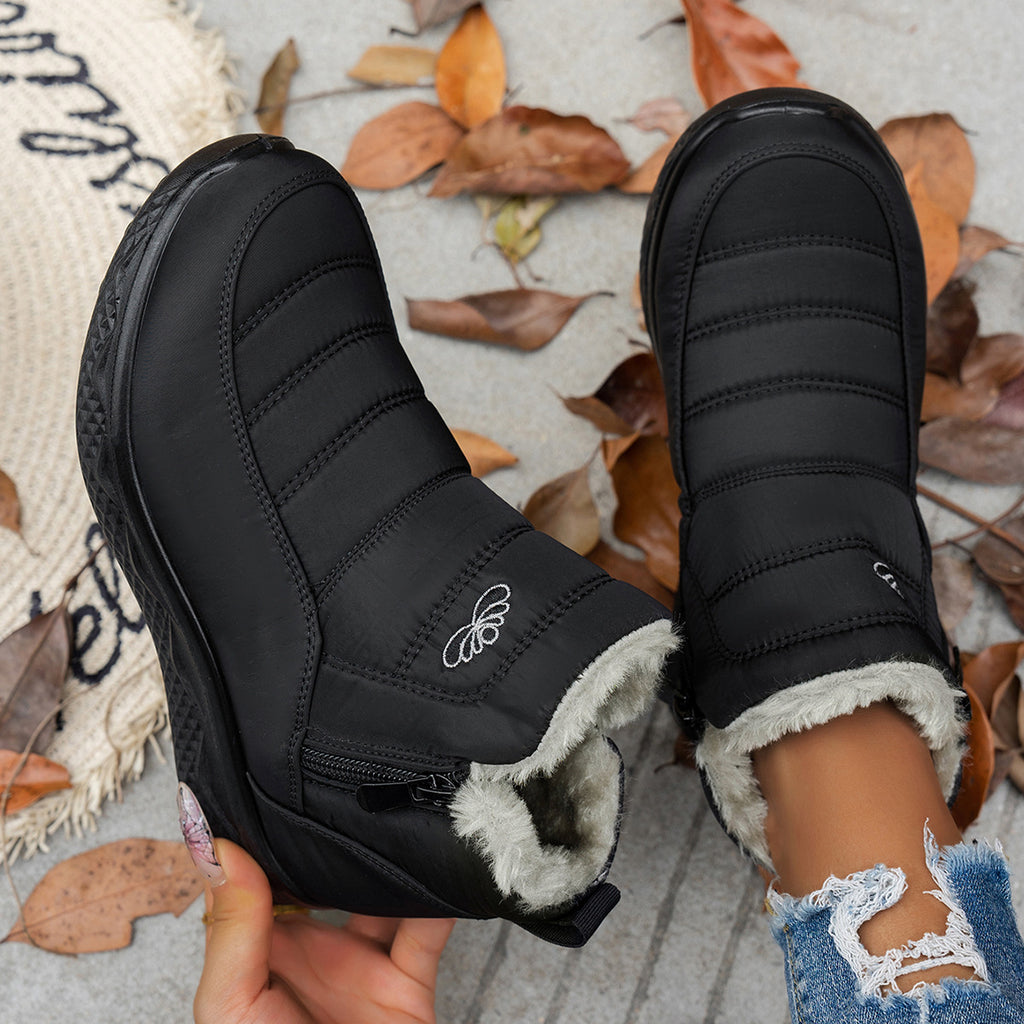 Warme gefütterte Stiefel mit Blumenmuster