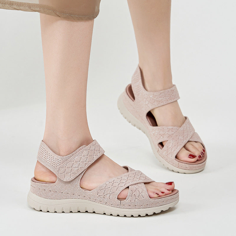 Sportliche Damen-Sandalen mit Klettverschluss und dicker PU-Sohle