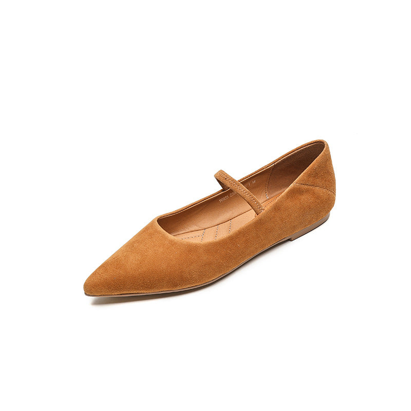 Spitze Retro-Lederschuhe mit kleinem Absatz