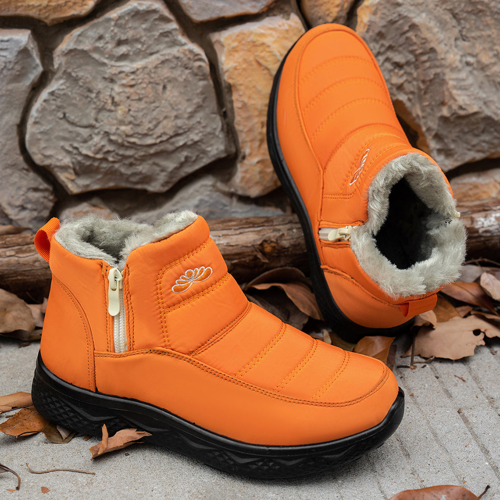 Warme gefütterte Stiefel mit Blumenmuster