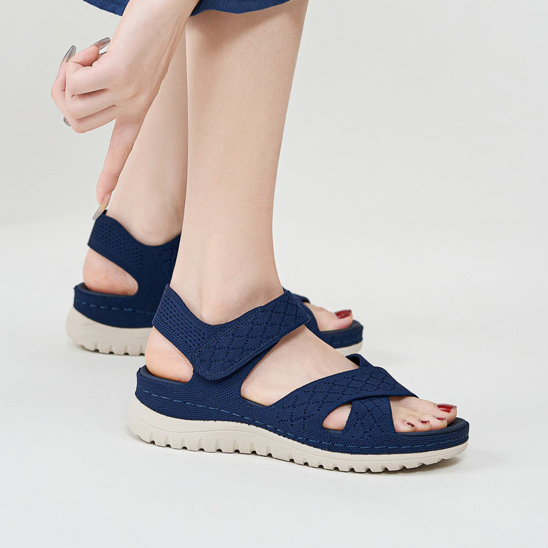 Sportliche Damen-Sandalen mit Klettverschluss und dicker PU-Sohle