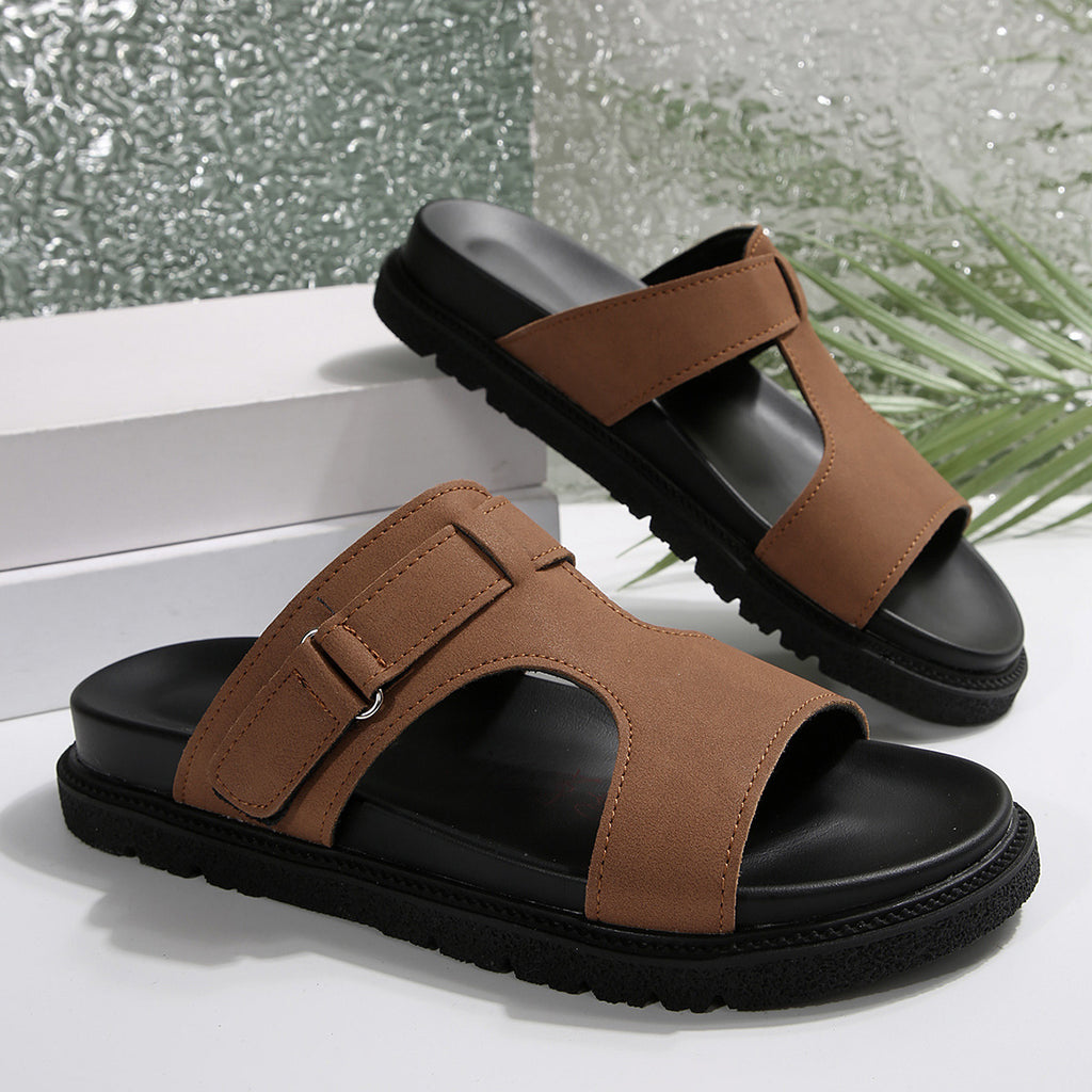 Damen-Sommersandalen mit dicker Sohle und Riemen