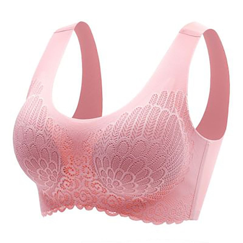 Nahtloser BH mit Spitze und Polstern, Größen M–4XL