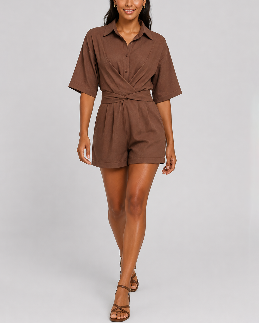 Modischer Damen-Jumpsuit mit überkreuztem Rücken