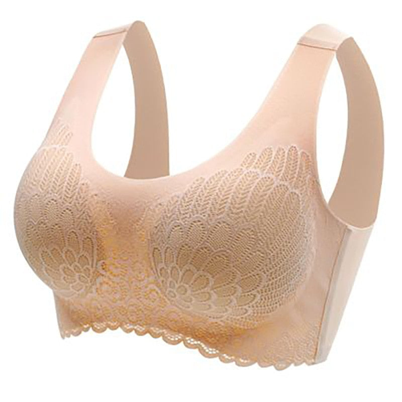 Nahtloser BH mit Spitze und Polstern, Größen M–4XL