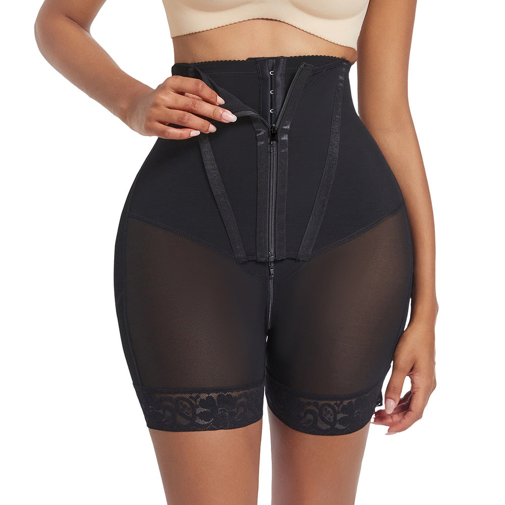 Figurformende Spitzen-Unterwäsche mit hoher Taille für Damen – formende Bauch-weg-Wäsche mit Push-up-Effekt für das Gesäß, schlankmachender Slip zur Konturierung der Figur
