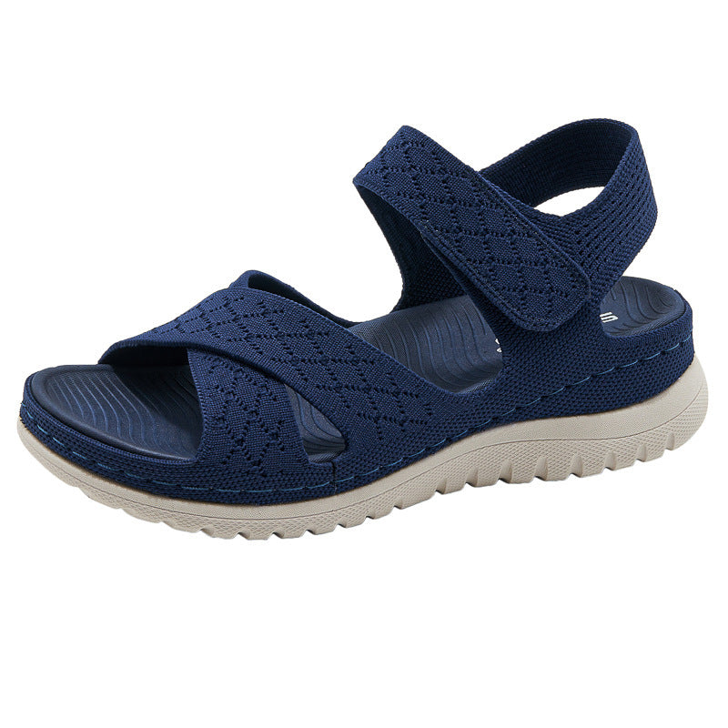 Sportliche Damen-Sandalen mit Klettverschluss und dicker PU-Sohle