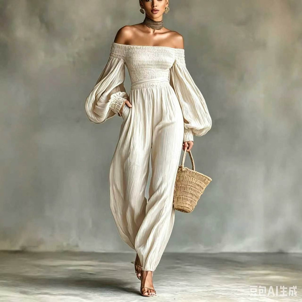 Lockerer Damen-Jumpsuit mit schulterfreiem Ausschnitt