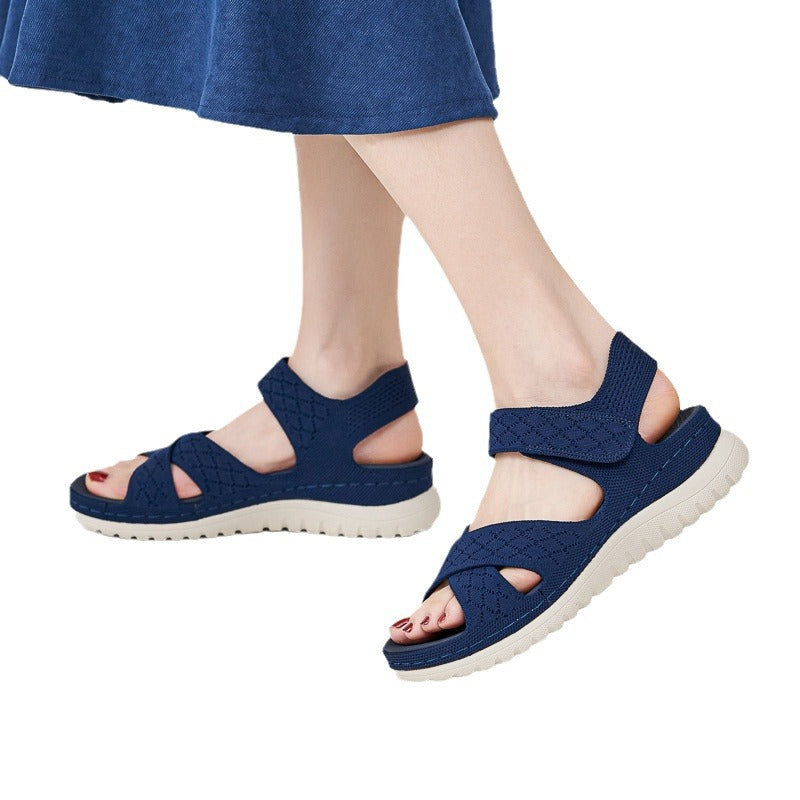 Sportliche Damen-Sandalen mit Klettverschluss und dicker PU-Sohle