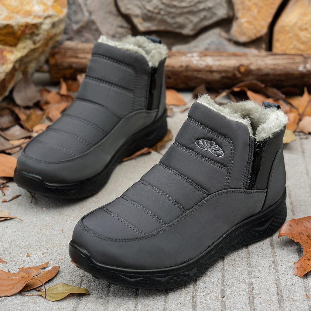 Warme gefütterte Stiefel mit Blumenmuster