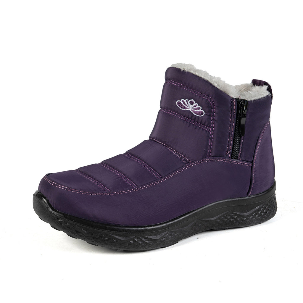 Warme gefütterte Stiefel mit Blumenmuster
