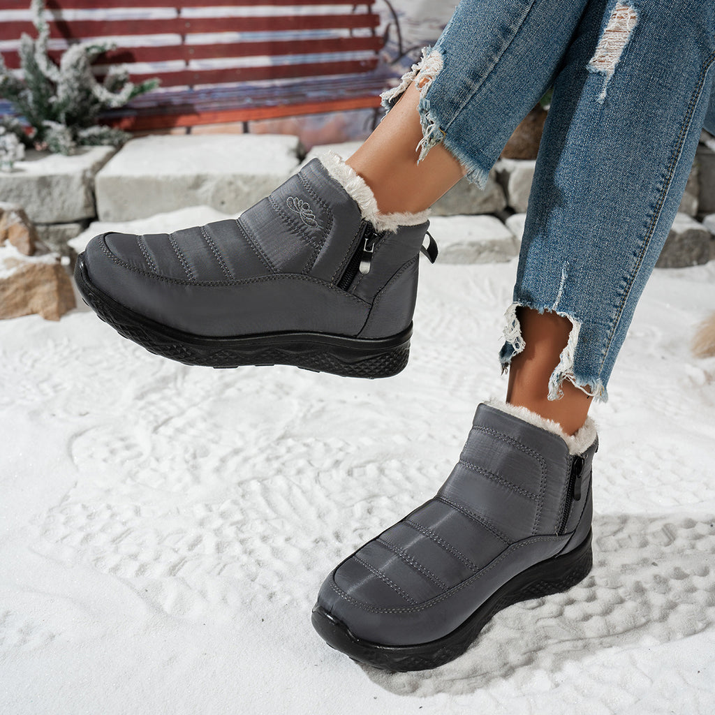 Warme gefütterte Stiefel mit Blumenmuster
