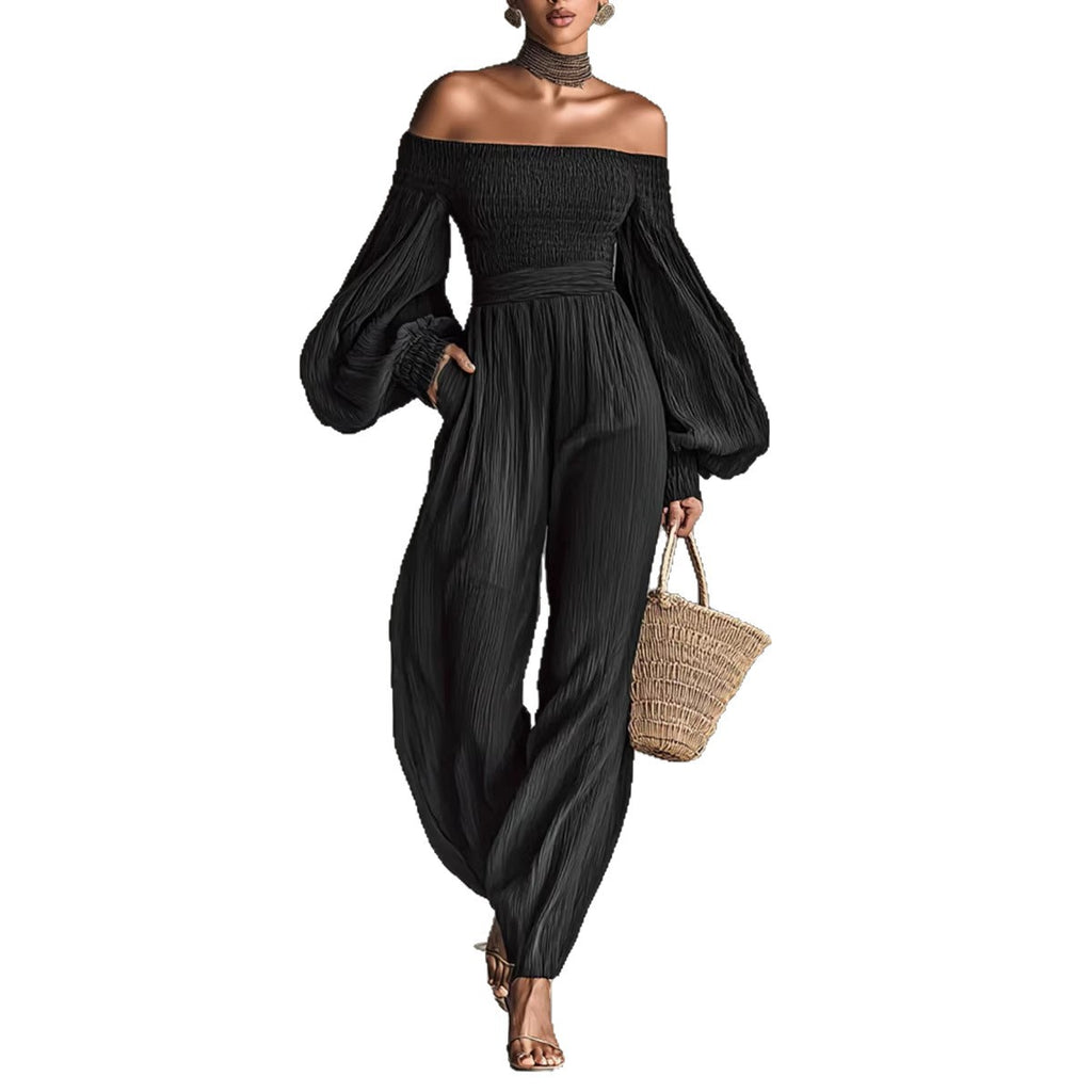 Lockerer Damen-Jumpsuit mit schulterfreiem Ausschnitt
