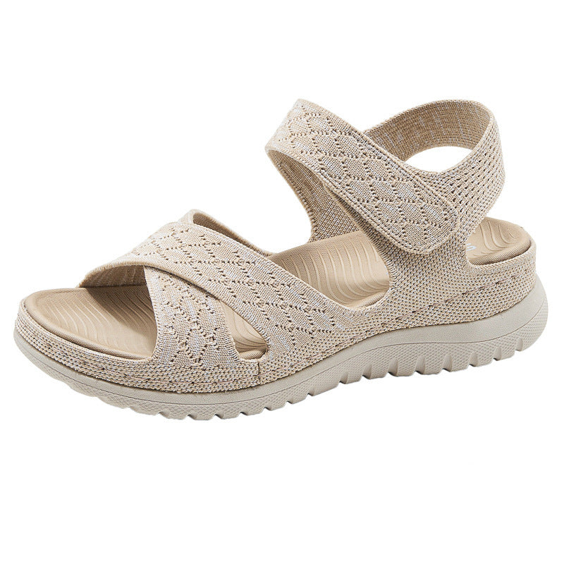 Sportliche Damen-Sandalen mit Klettverschluss und dicker PU-Sohle