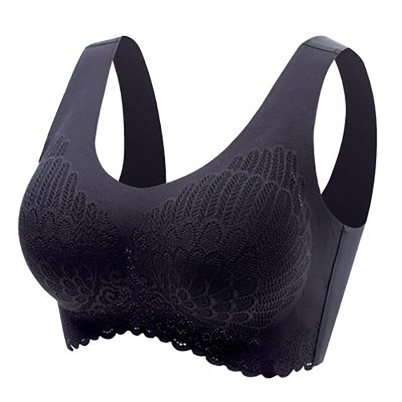 Nahtloser BH mit Spitze und Polstern, Größen M–4XL