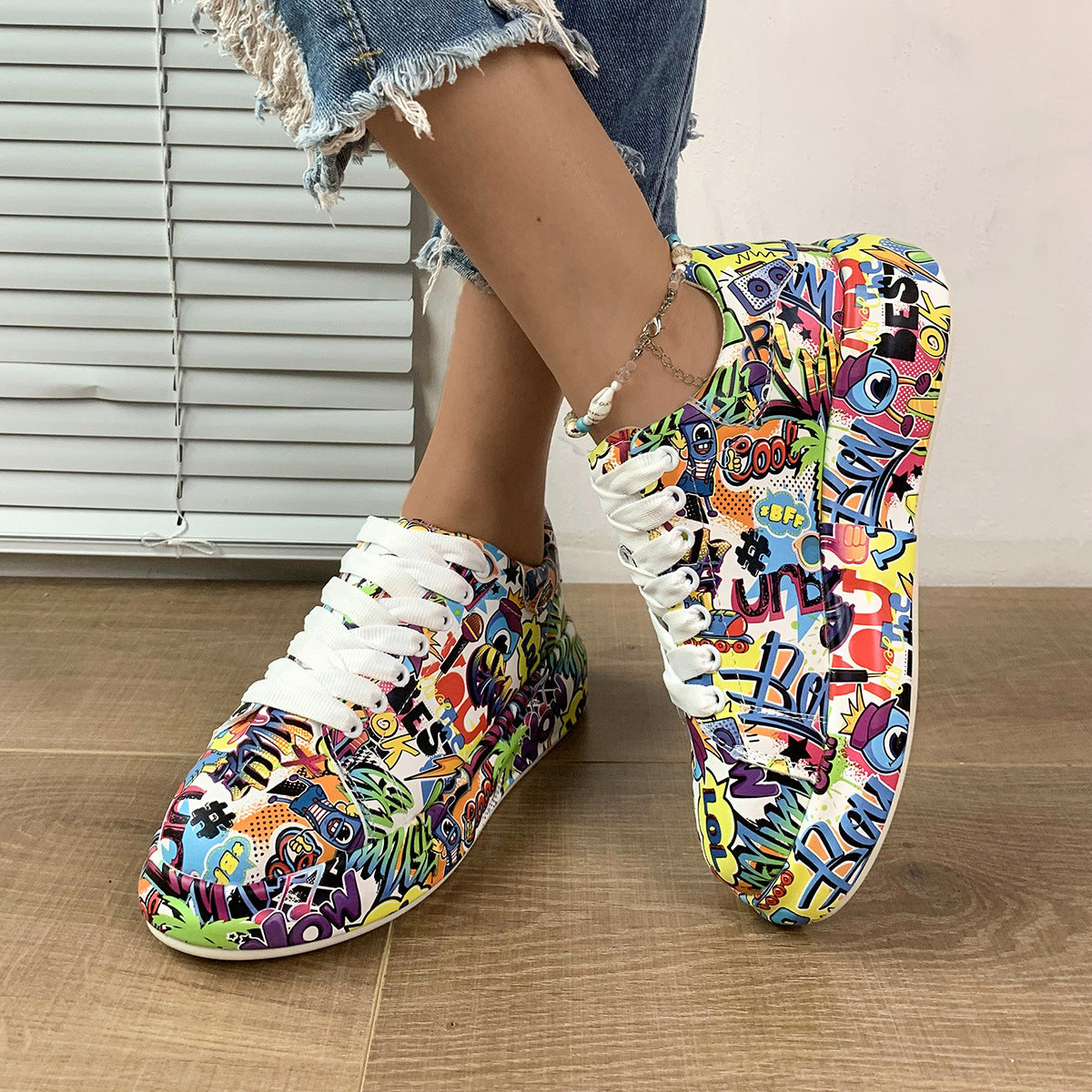 Unisex-Sportschuhe mit dicker Sohle und Schnürung
