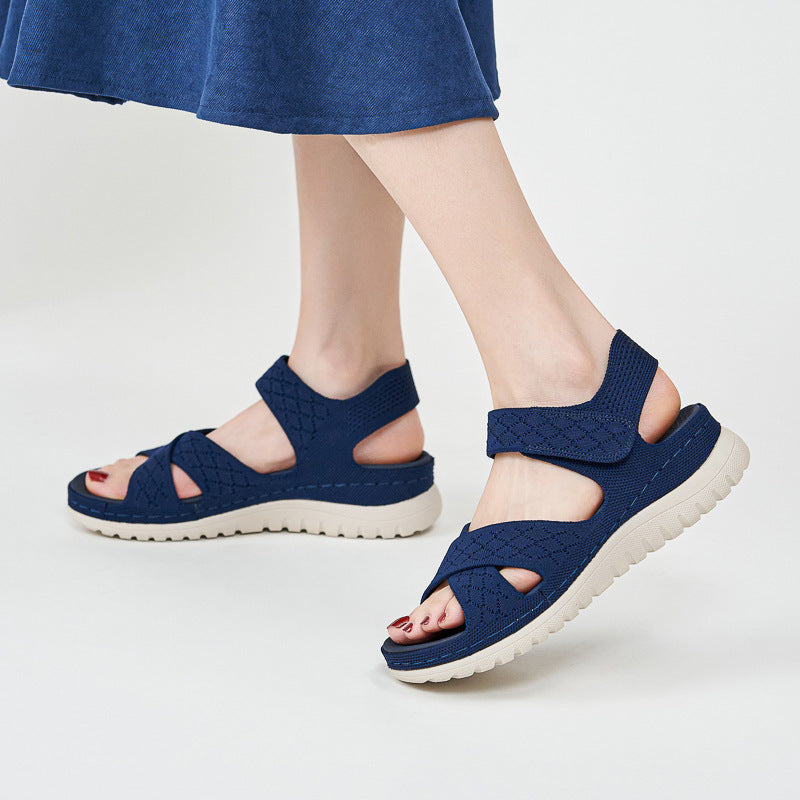 Sportliche Damen-Sandalen mit Klettverschluss und dicker PU-Sohle
