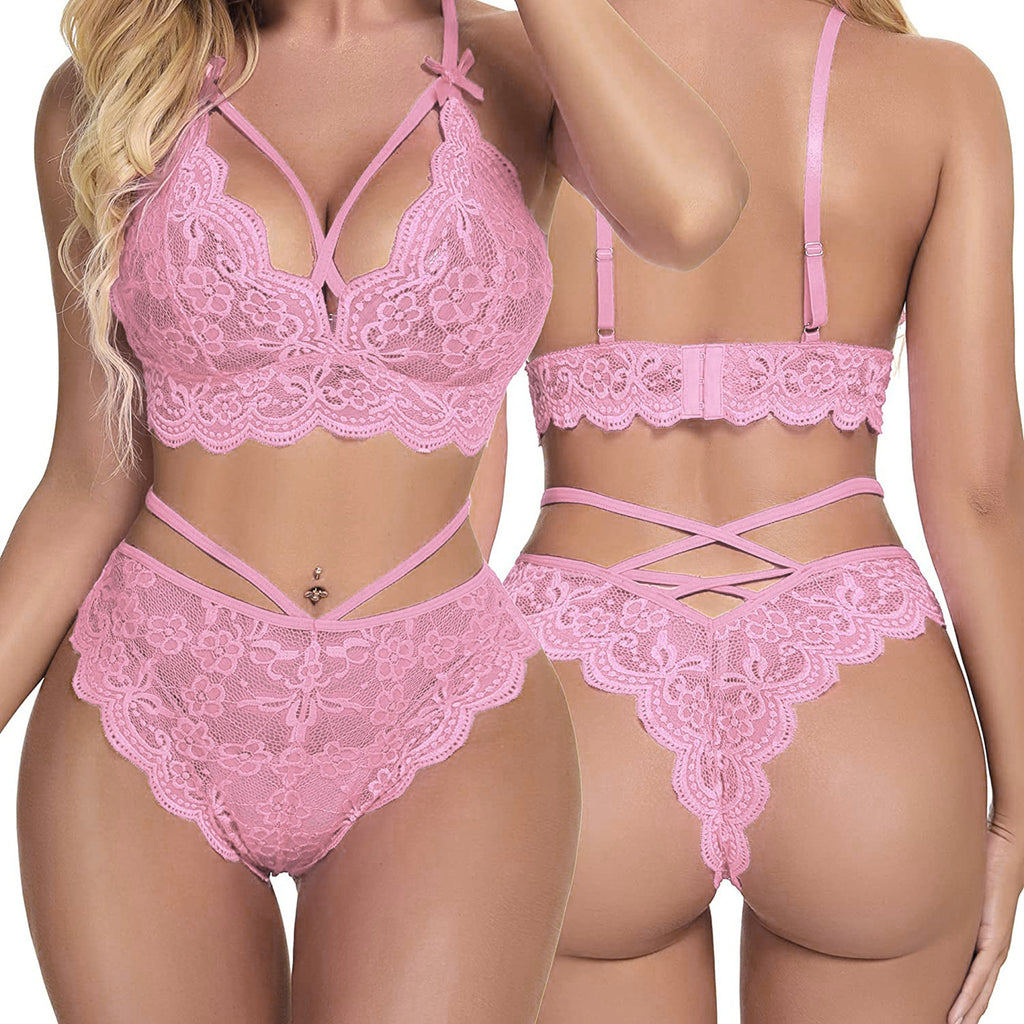 Transparentes Mesh-Lingerie-Set mit BH und Unterteil