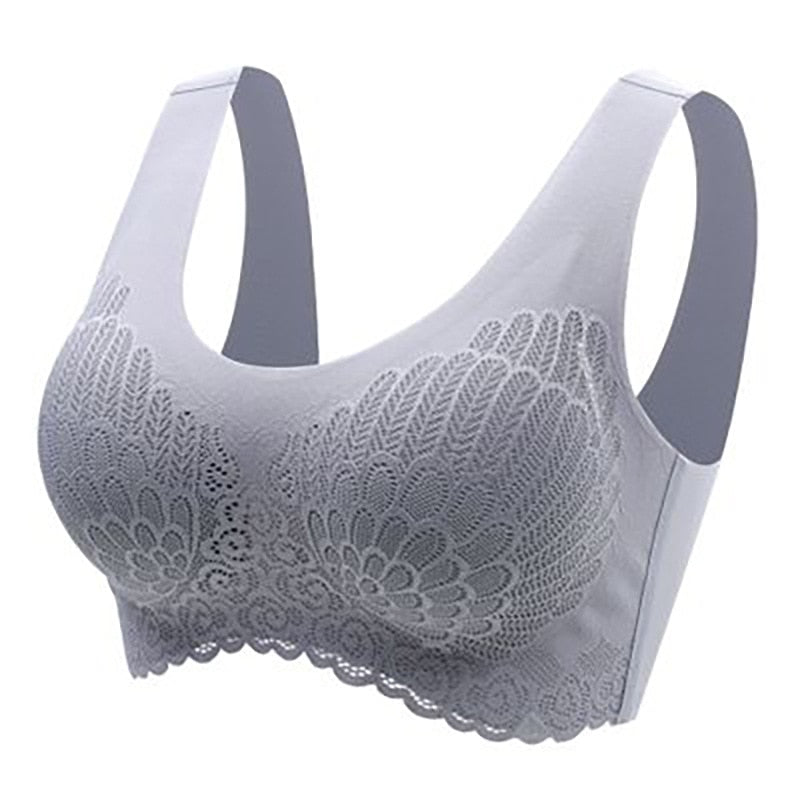 Nahtloser BH mit Spitze und Polstern, Größen M–4XL