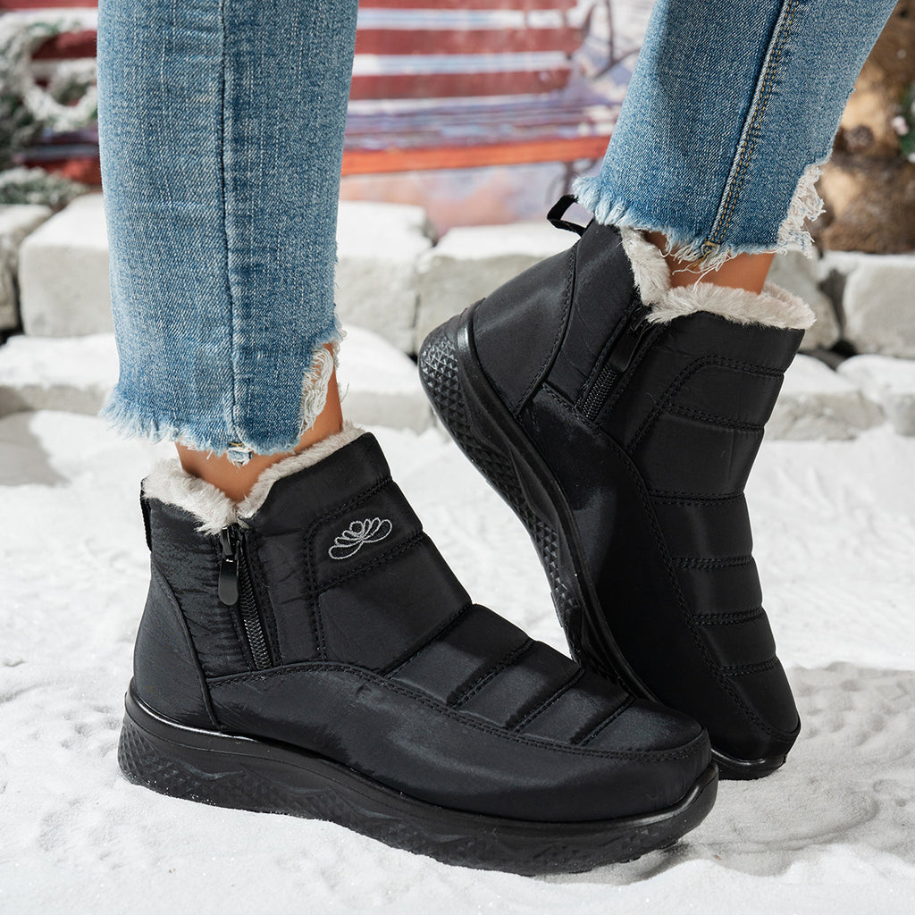 Warme gefütterte Stiefel mit Blumenmuster