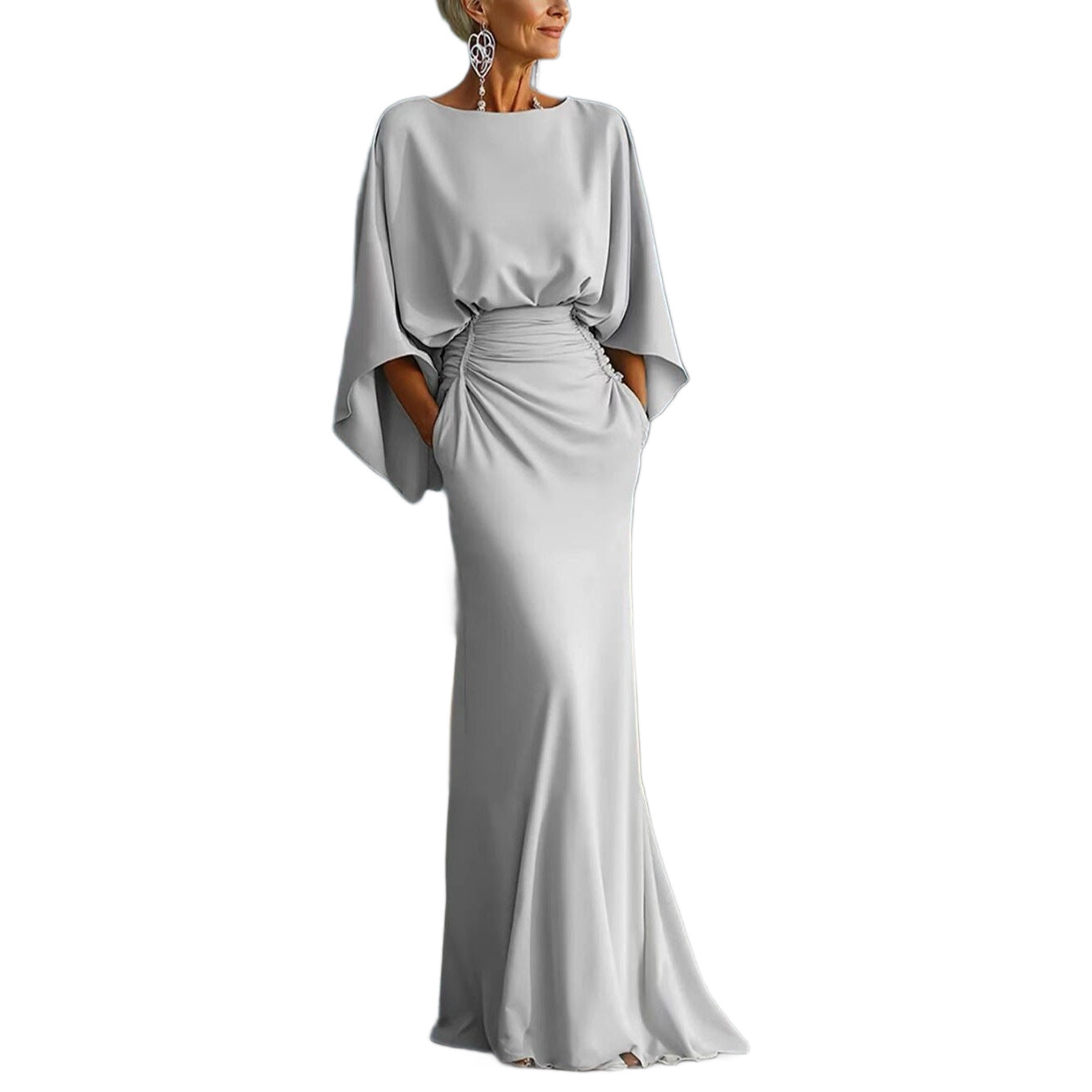 Elegantes, langes Plisseekleid mit offenem Rücken für Damen
