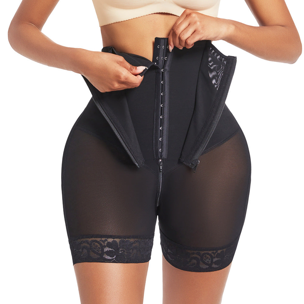 Figurformende Spitzen-Unterwäsche mit hoher Taille für Damen – formende Bauch-weg-Wäsche mit Push-up-Effekt für das Gesäß, schlankmachender Slip zur Konturierung der Figur