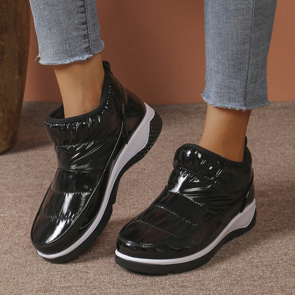 Kurze Damen-Winterstiefel mit warmem Baumwollfutter