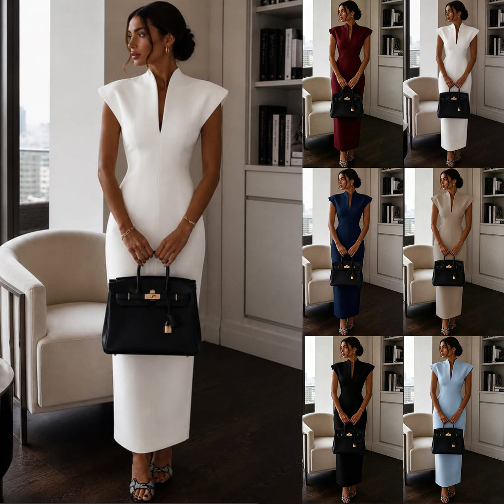 Figurbetontes Midikleid mit V-Ausschnitt