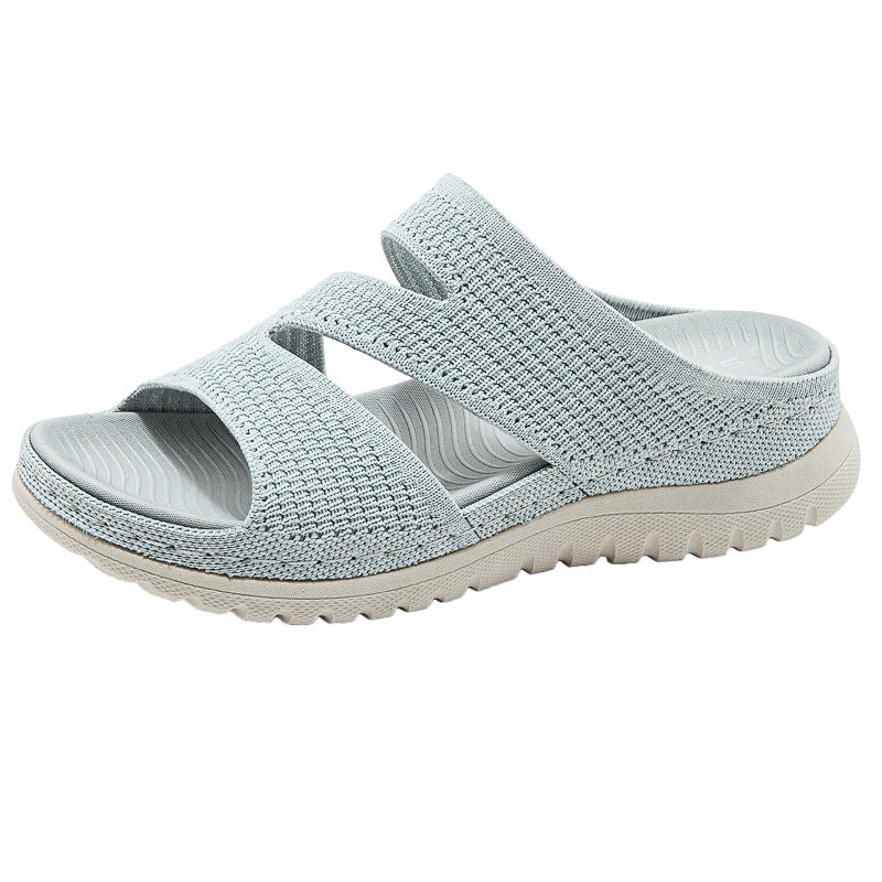 Damen-Sandalen mit Klettverschluss und dicker Sohle
