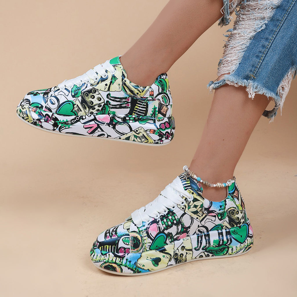 Unisex-Sportschuhe mit dicker Sohle und Schnürung