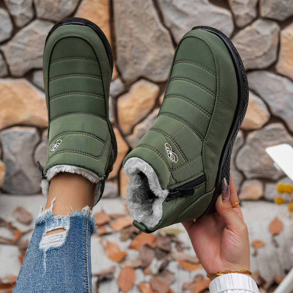 Warme gefütterte Stiefel mit Blumenmuster