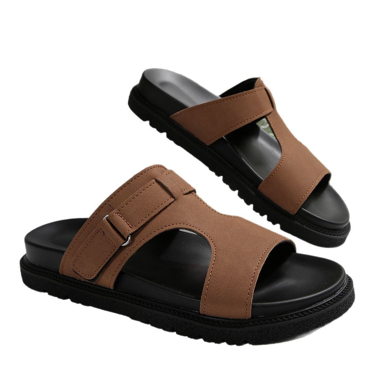 Damen-Sommersandalen mit dicker Sohle und Riemen