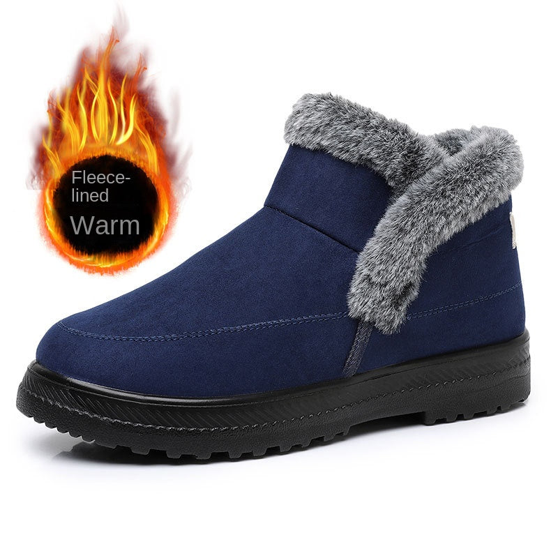 Winter Women's Plus Size Cotton Boots with Fleece Lining and Thickening for Outdoor Leisure Snow Boots Mid-Calf Cotton Shoes