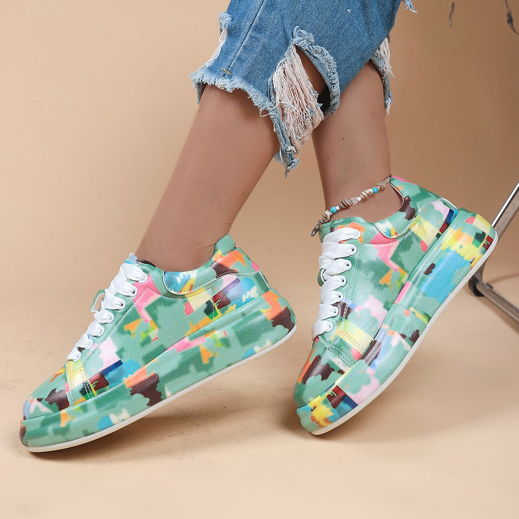 Unisex-Sportschuhe mit dicker Sohle und Schnürung