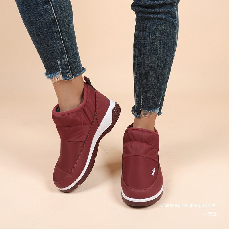 Kurze Damen-Winterstiefel mit warmem Baumwollfutter