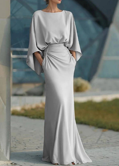 Elegantes, langes Plisseekleid mit offenem Rücken für Damen