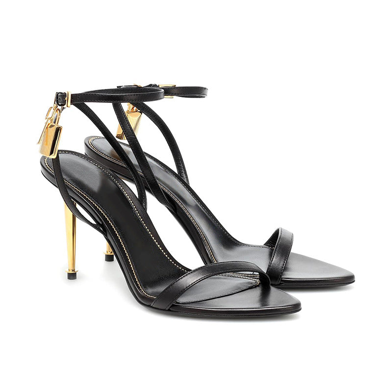 Damen-Stiletto-Sandaletten aus Denim mit 10-cm-Absatz
