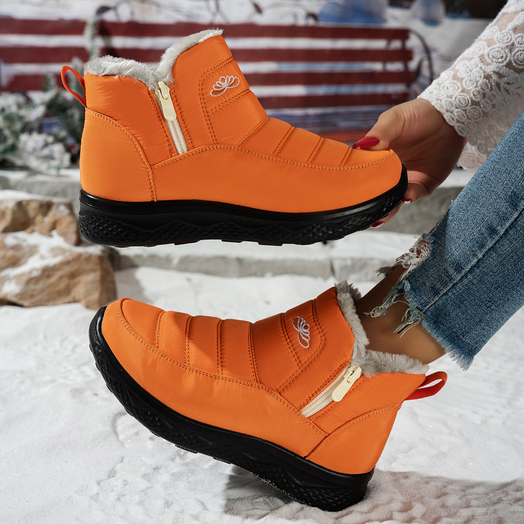Warme gefütterte Stiefel mit Blumenmuster