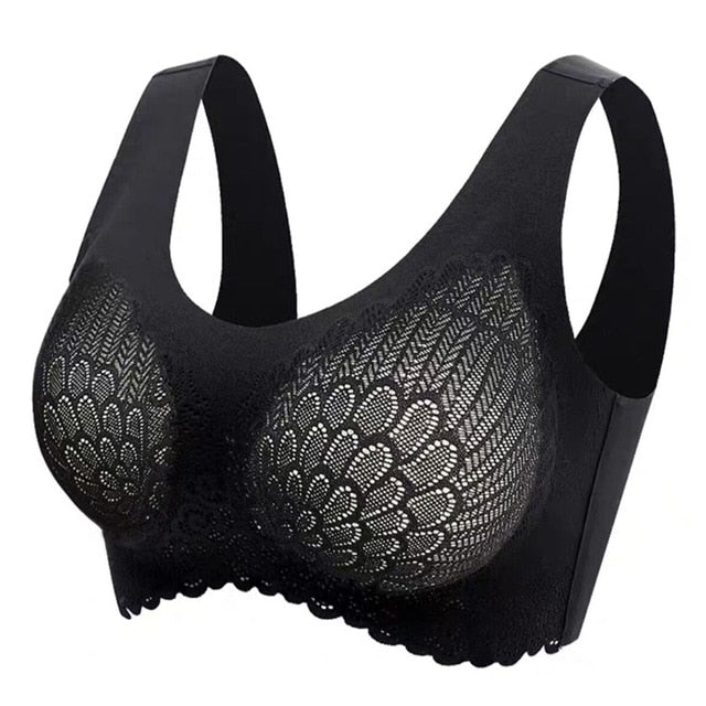 Nahtloser BH mit Spitze und Polstern, Größen M–4XL